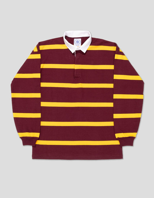 BURGUNDY/GOLD STRIPE RUGBY SHIRT