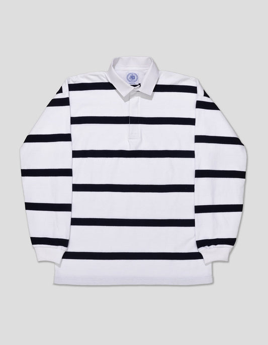WHITE/NAVY STRIPE RUGBY SHIRT