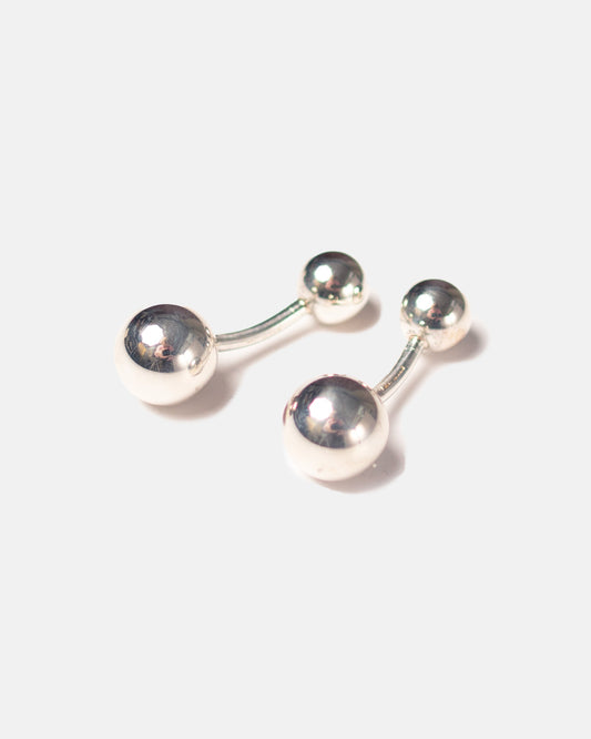 Made-in-USA Silver Finish Double Ball Cufflinks