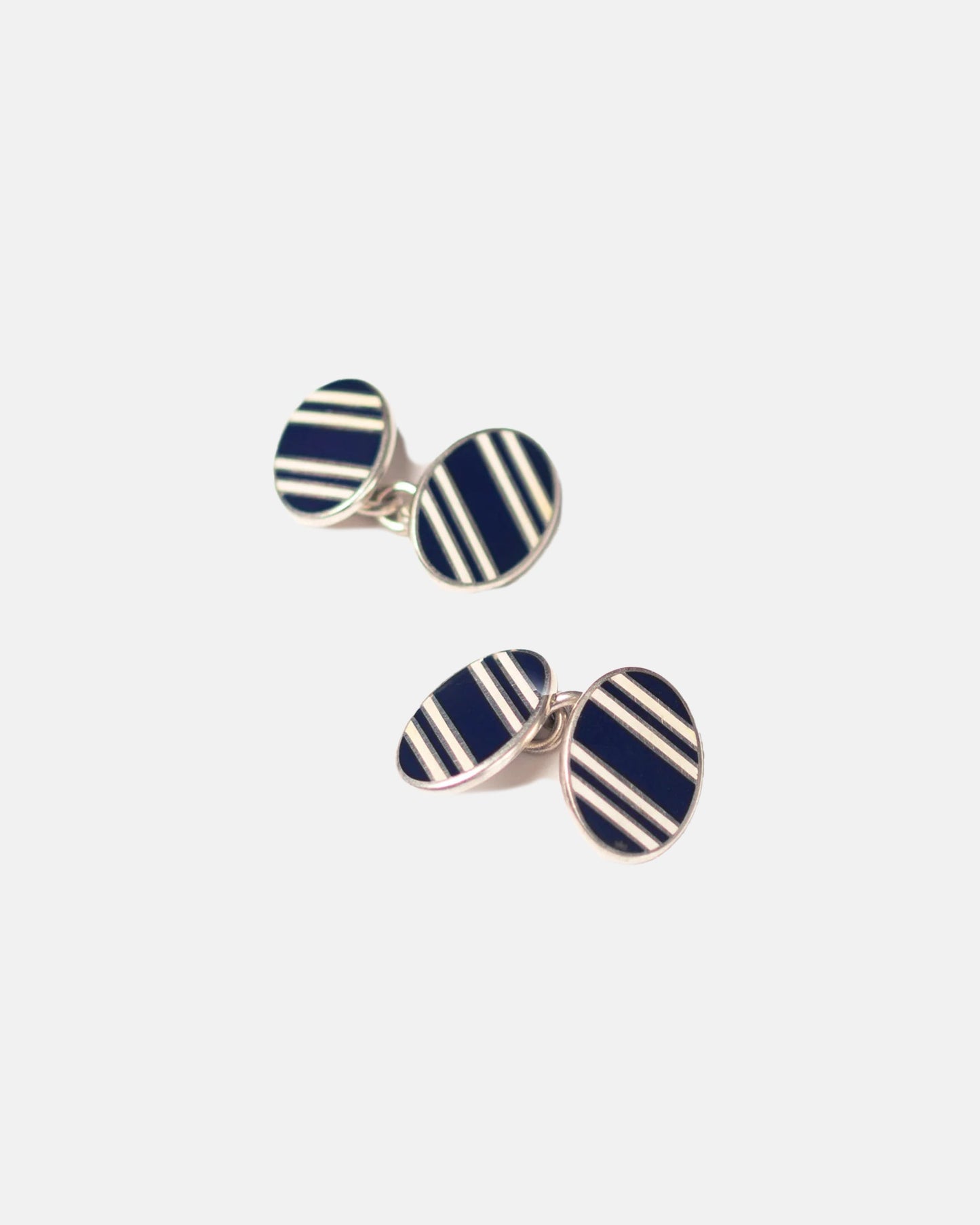 Made-in-USA Navy & White Double Oval Cufflinks