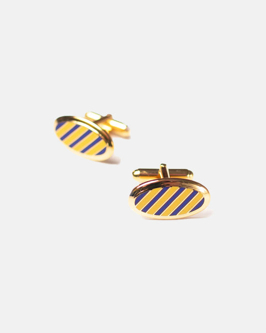 Made-in-USA Navy & Yellow Enamel Repp Stripe Cufflinks