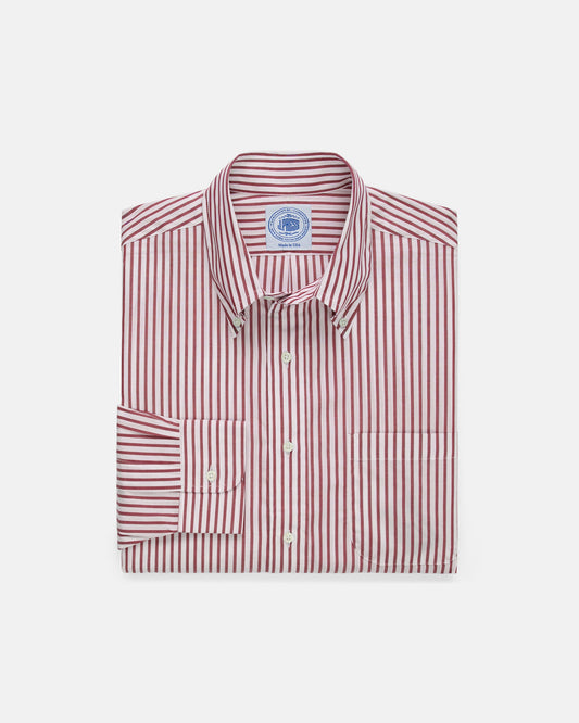 DARK RED BUTCHER STRIPE DRESS SHIRT