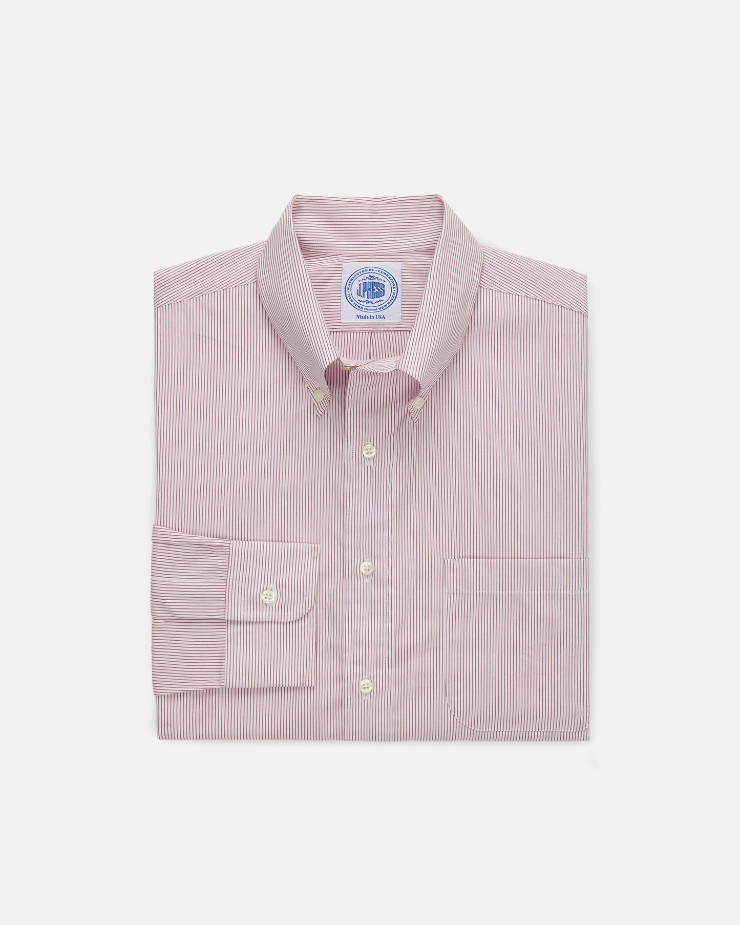 BURGUNDY HAIRLINE STRIPE DRESS SHIRT