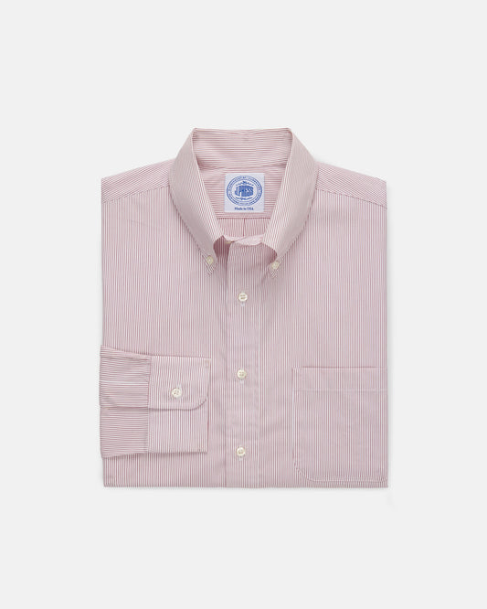 BURGUNDY HAIRLINE STRIPE DRESS SHIRT