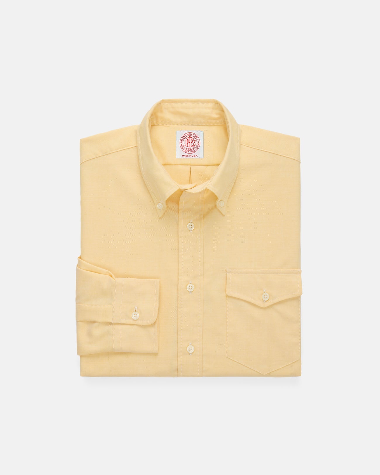 Made-in-USA Flap Pocket Yellow Oxford Cloth Button Down Shirt - Classic Fit