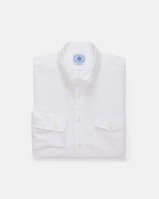 WHITE OXFORD BUTTON DOWN SHIRT - FLAP POCKET - TRIM FIT