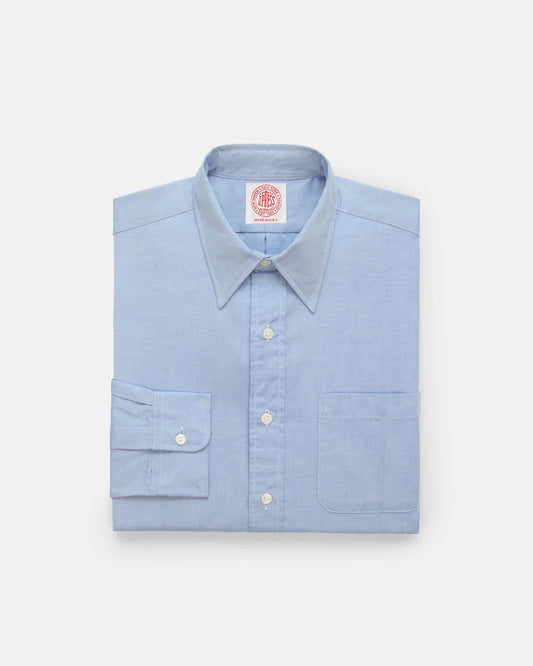 Made-in-USA Blue Pinpoint Oxford Point Collar Shirt - Classic Fit