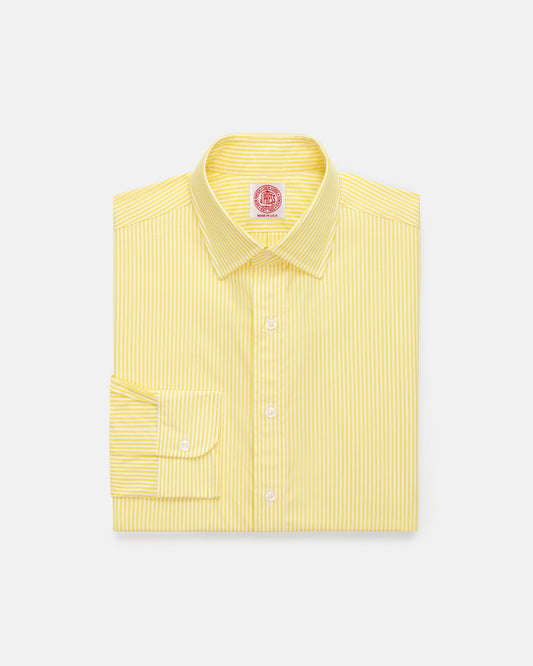 Made-in-USA Thomas Mason Yellow Bengal Stripe Spread Collar Dress Shirt - Regular Fit