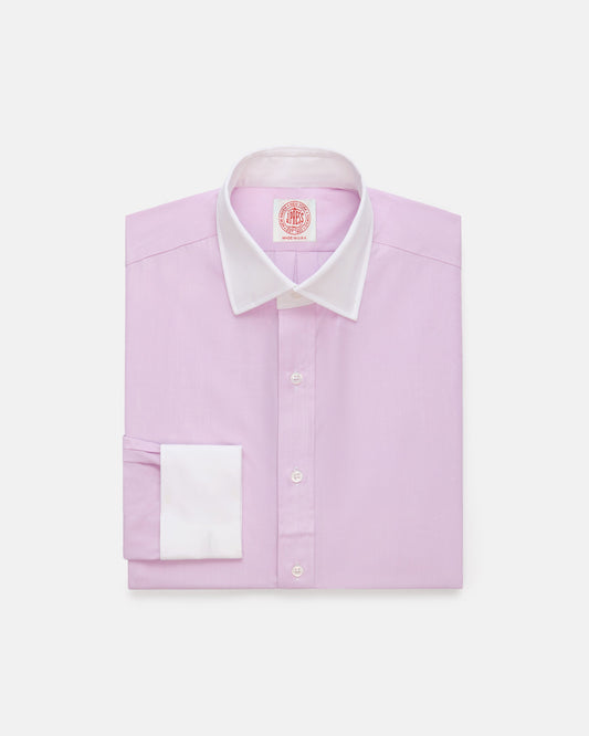 Made-in-USA Thomas Mason Pink Contrast Collar French Cuff Dress Shirt - Regular Fit