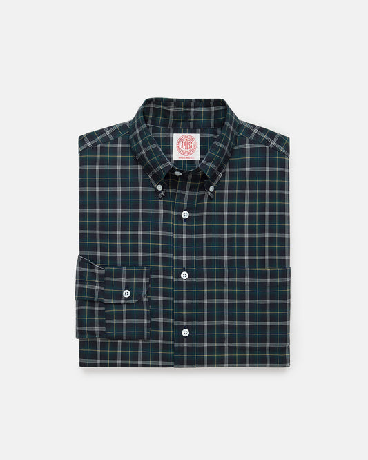 Made-in-USA Navy Ground with Yellow Window Tartan Flannel Sport Shirt - Classic Fit