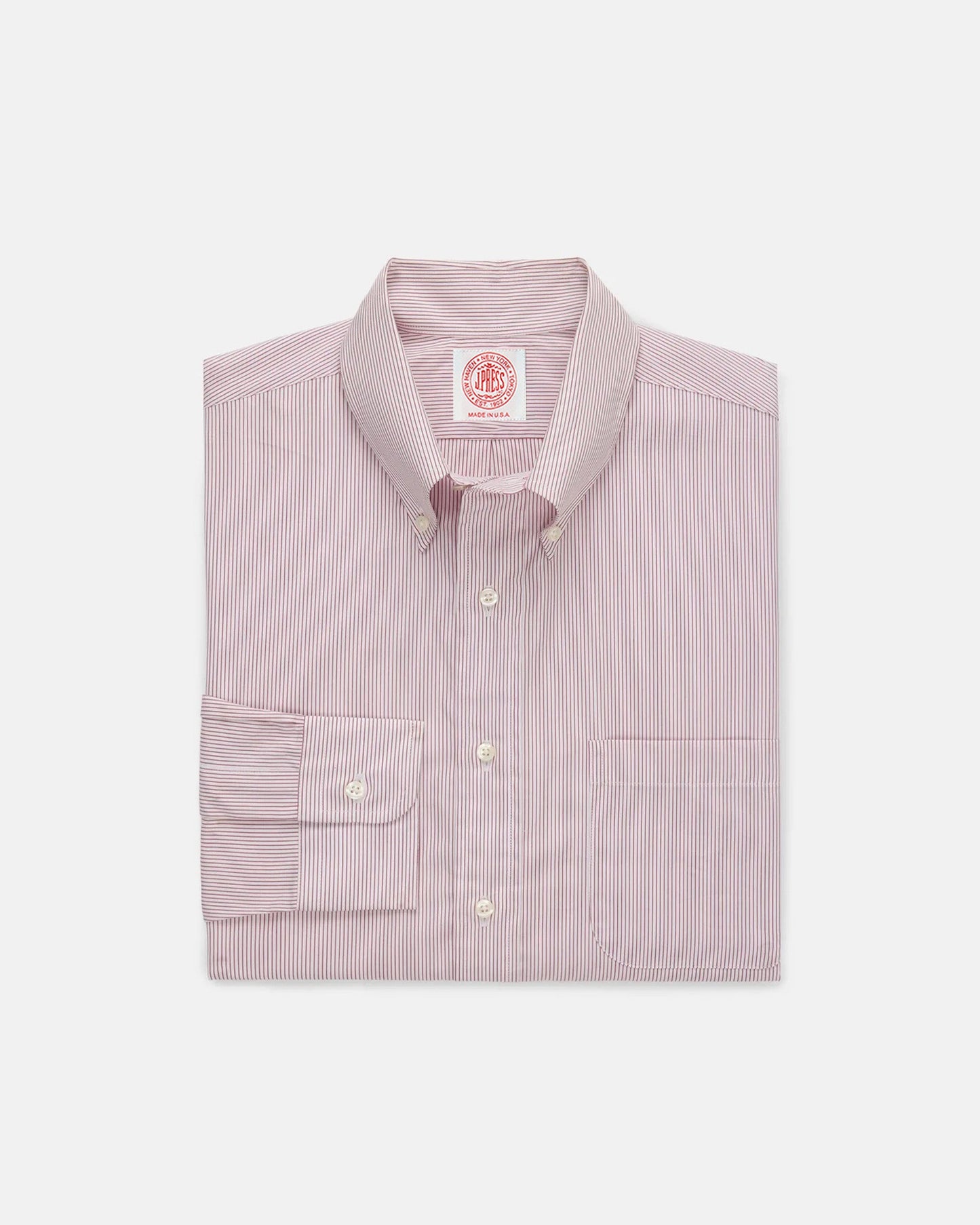 Made-in-USA Burgundy Hairline Stripe Button Down Shirt - Classic Fit