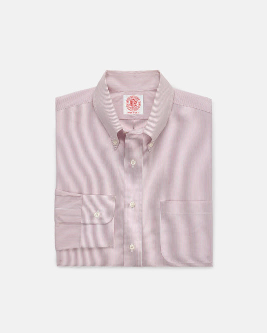 Made-in-USA Burgundy Hairline Stripe Button Down Shirt - Classic Fit