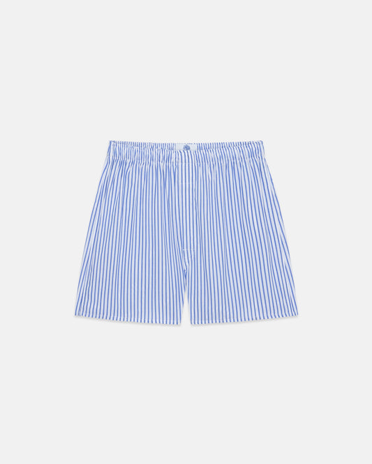 Made-in-USA Blue Butcher Stripe Cotton Broadcloth Boxers