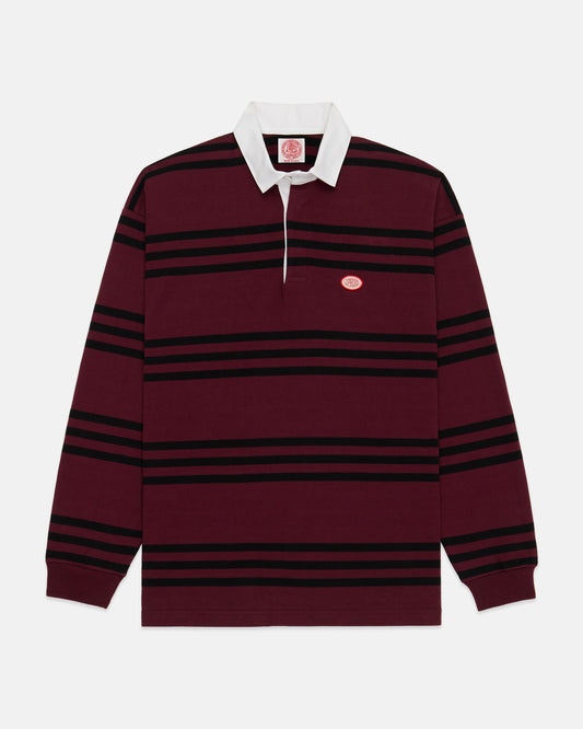 Made-in-USA Burgundy Triple Stripe J. Press Seal Cotton Rugby