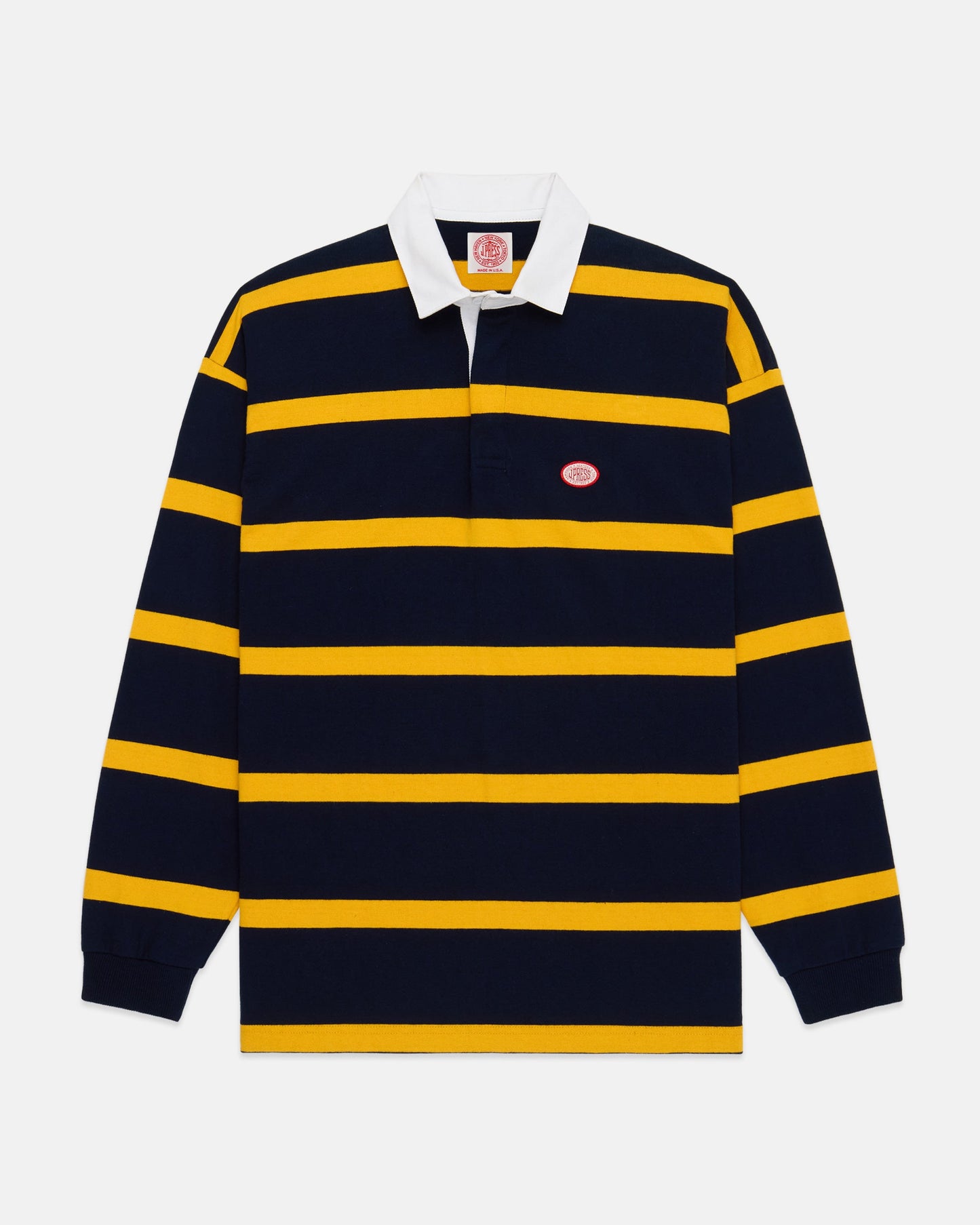 Made-in-USA Yellow Bar Stripe J. Press Seal Cotton Rugby