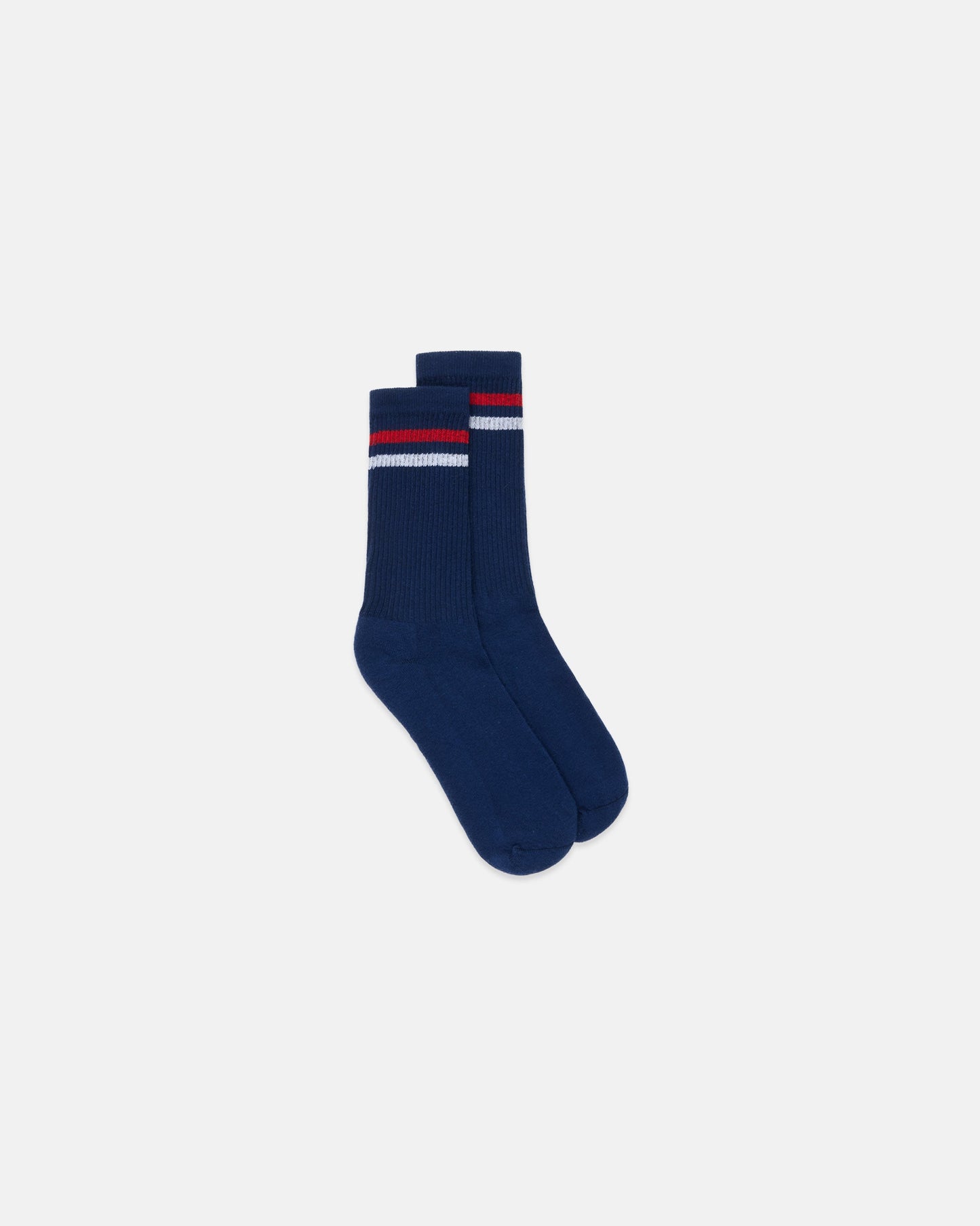 Made-in-USA Navy Ivy Stripe Cotton Crew Socks