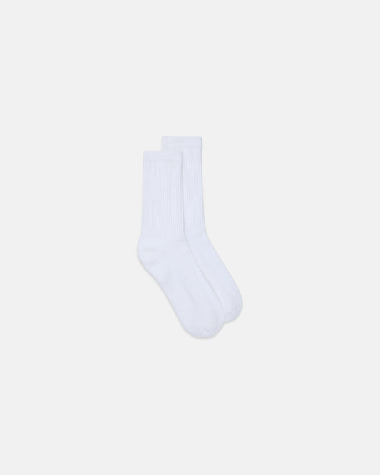 Made-in-USA Solid White Cotton Crew Socks
