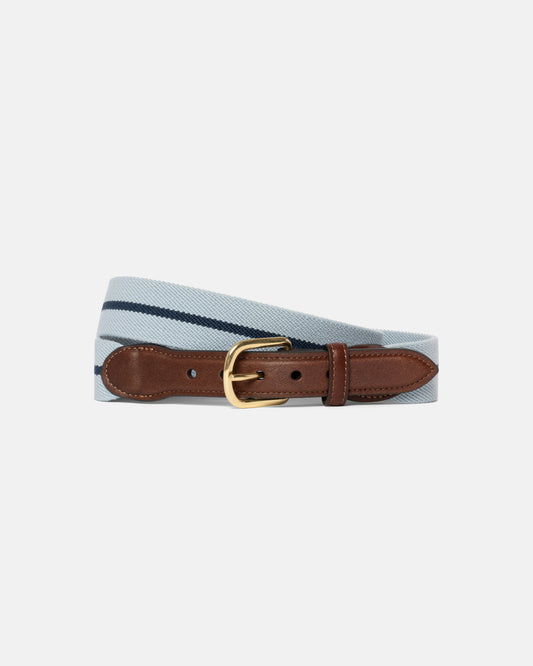Made-in-USA Sky & Navy Striped Belgian Stretch Surcingle Belt