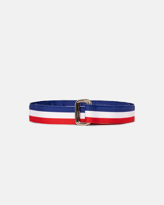Made-in-USA Red, White & Blue Striped Grosgrain Ribbon Belt