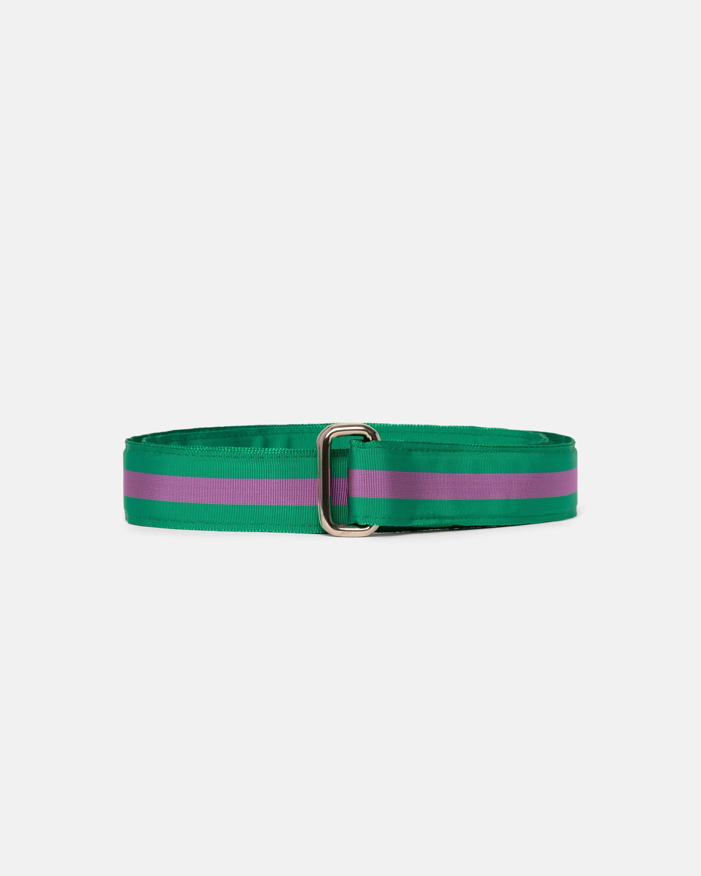 Made-in-USA Green & Purple Striped Grosgrain Ribbon Belt