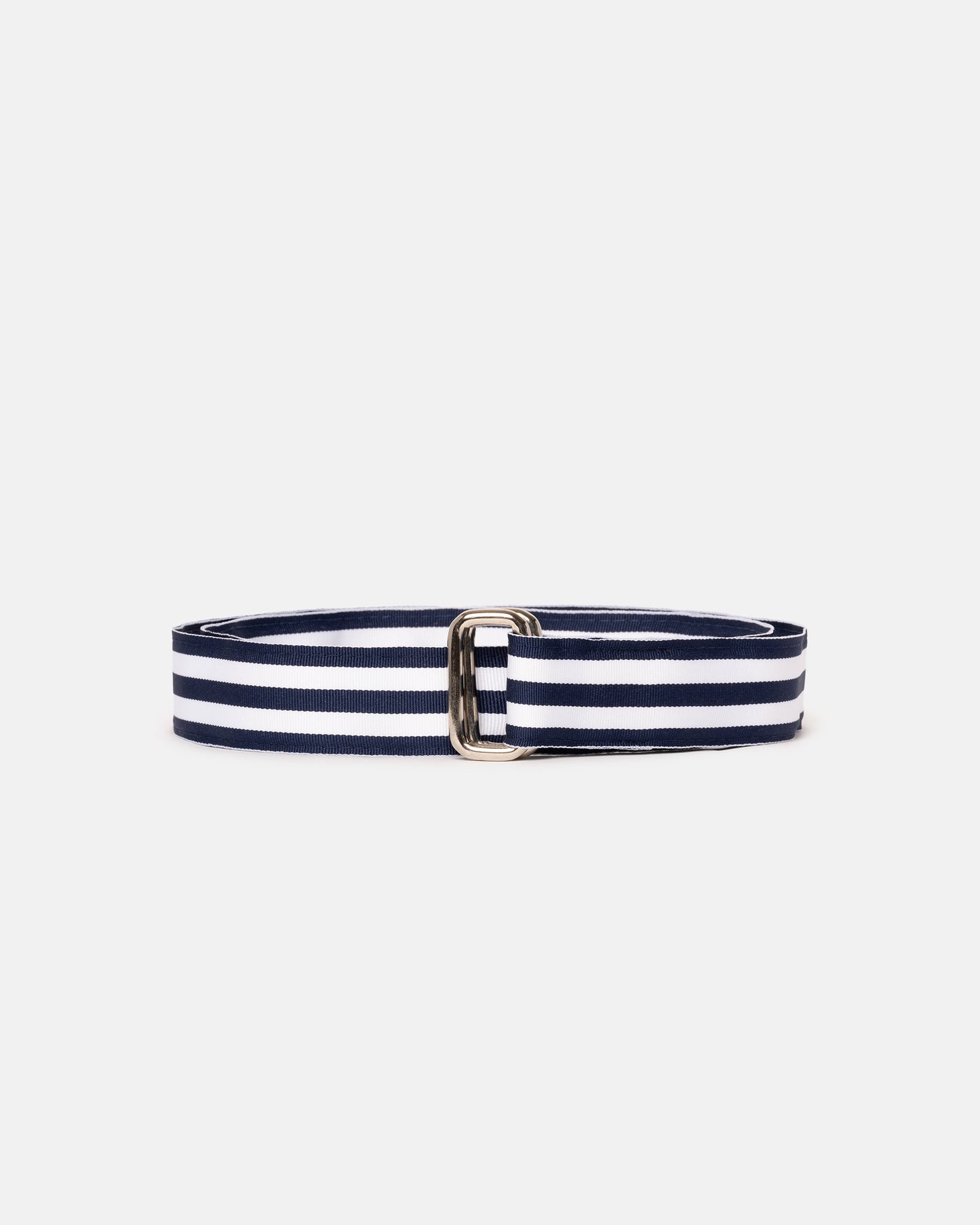 Made-in-USA Navy & White Striped Grosgrain Ribbon Belt