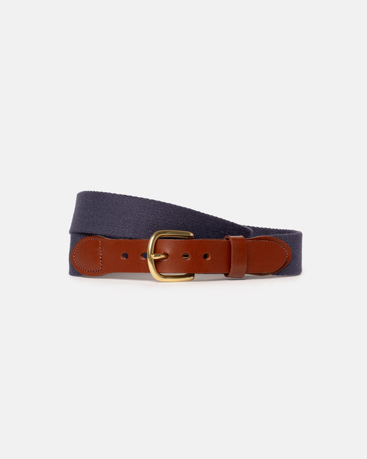 Made-in-USA Solid Navy Belgian Stretch Surcingle Belt