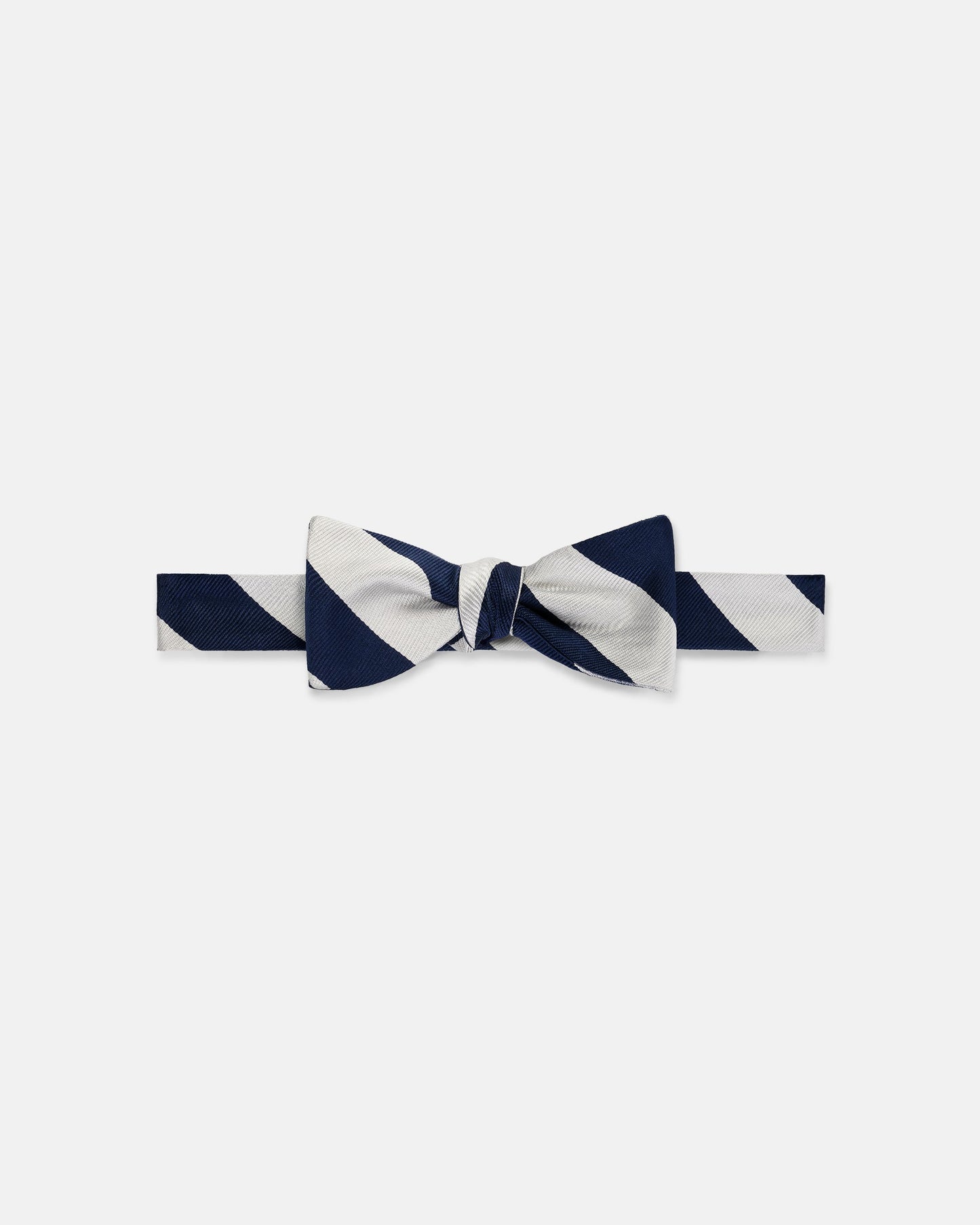 Made-in-USA Navy & Silver Guard Stripe Silk Repp Bow Tie