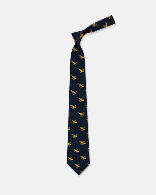 Made-in-USA Navy with Gold Grasshoppers Club Tie