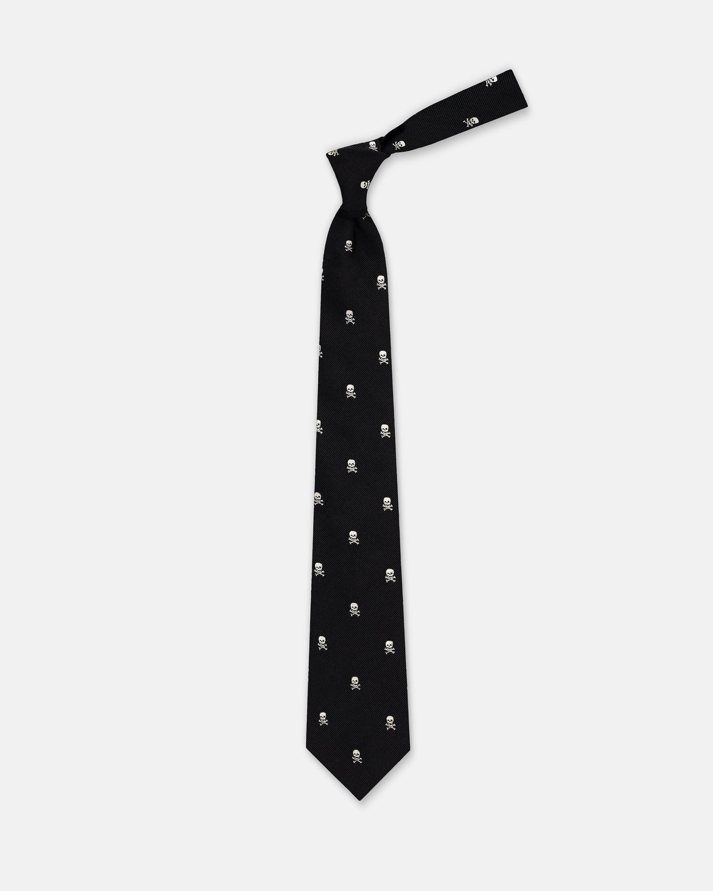 Made-in-USA Black and White Skull & Bones Club Tie