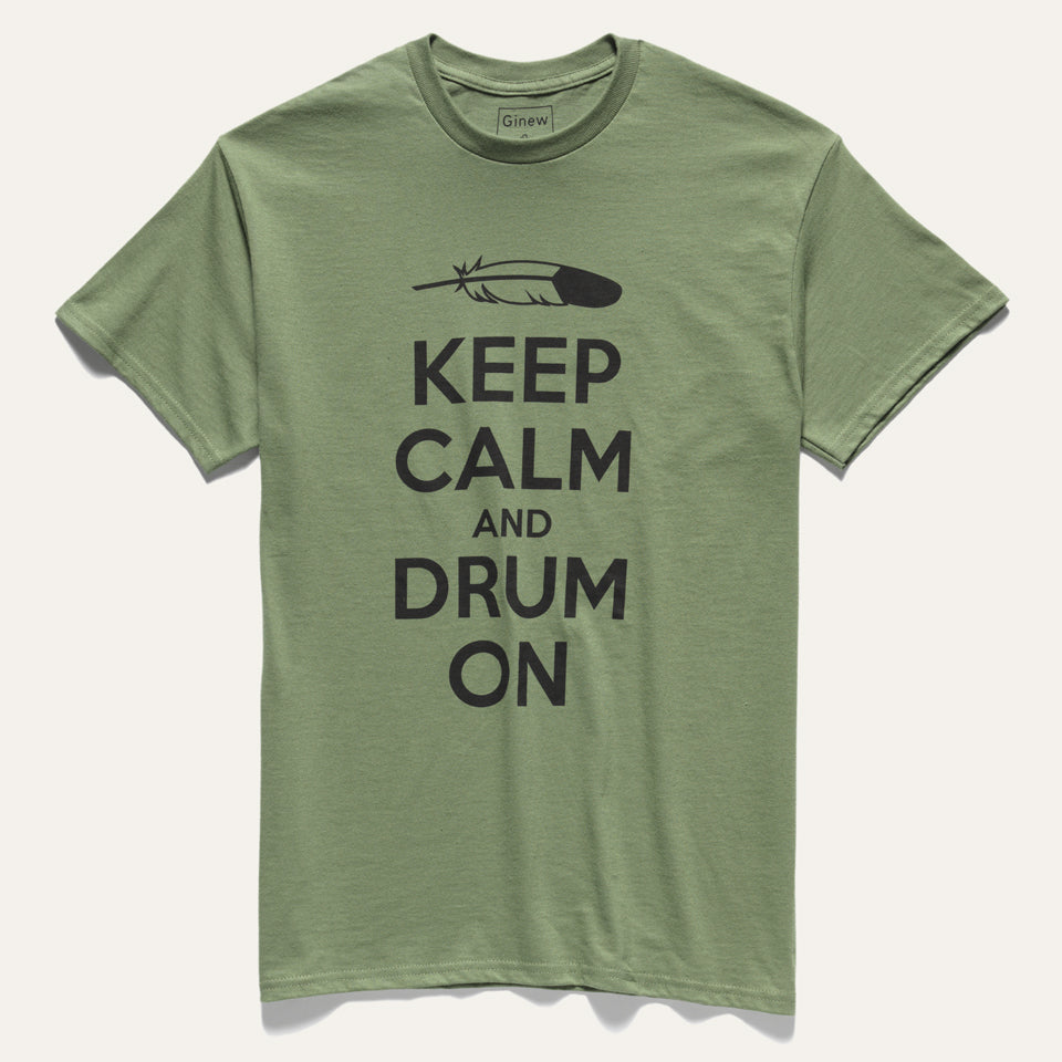 Keep Calm and Drum On Green + Black Tee
