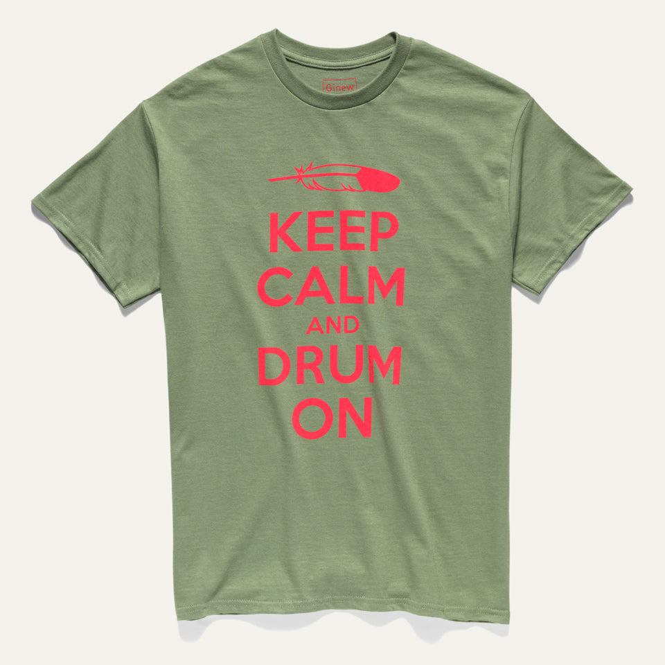 Keep Calm and Drum On Green + Red Tee
