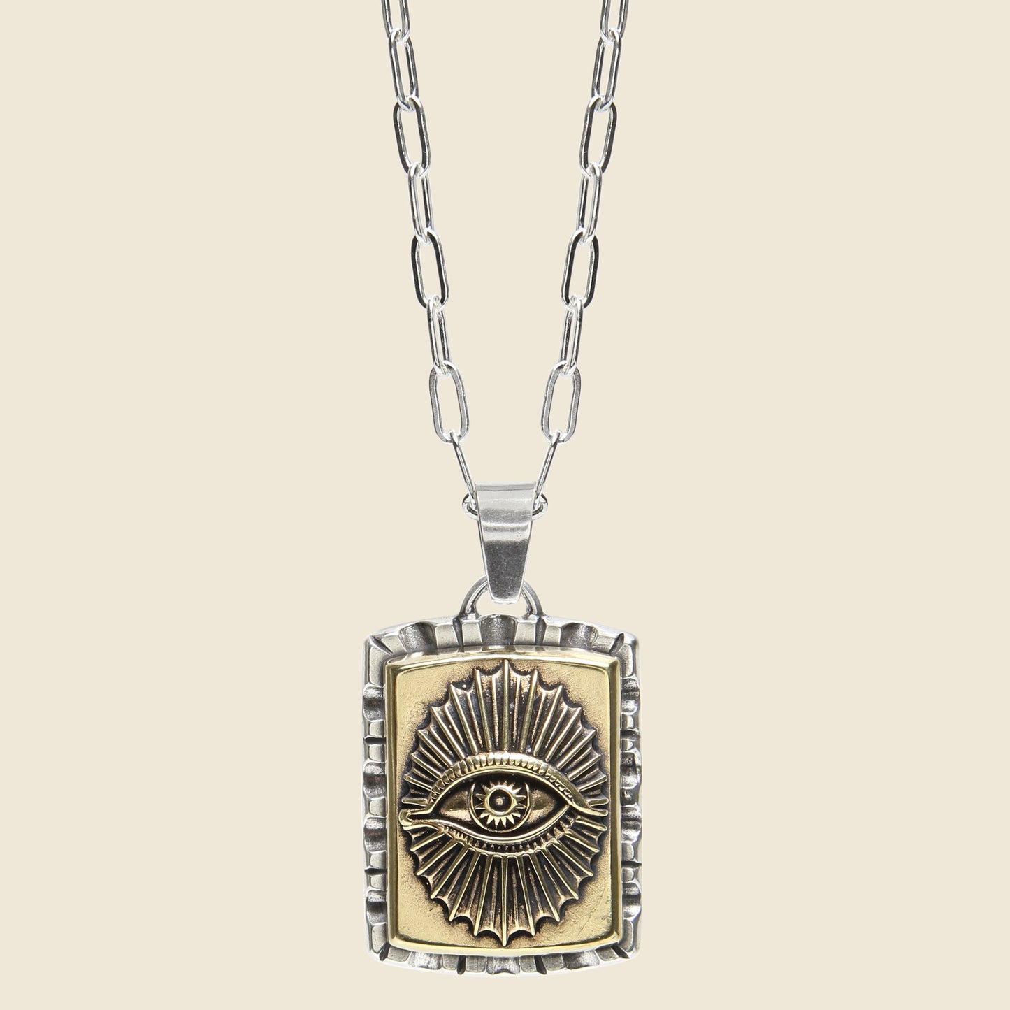 All Seeing Eye Souvenir Necklace - Silver/Brass