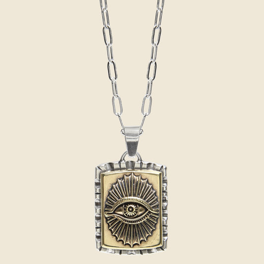 All Seeing Eye Souvenir Necklace - Silver/Brass