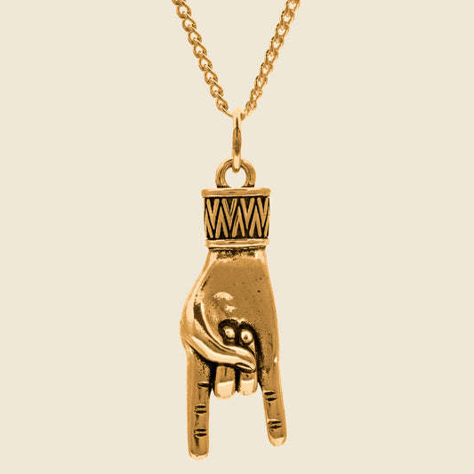 Hand Horn Necklace - Brass