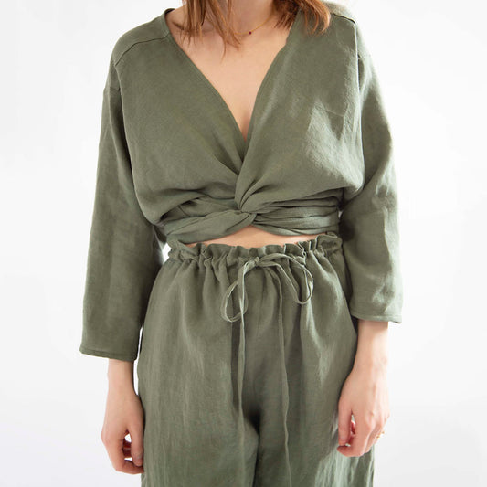 Long Sleeve Tie Top