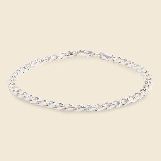 4mm Cuban Chain Bracelet - Silver