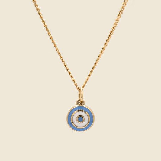 Ojos Pendant - Gold Vermeil/Sky Blue Enamel