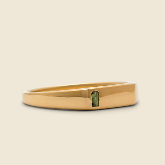 Valor Quartz Signet Ring - Gold Vermeil/Green
