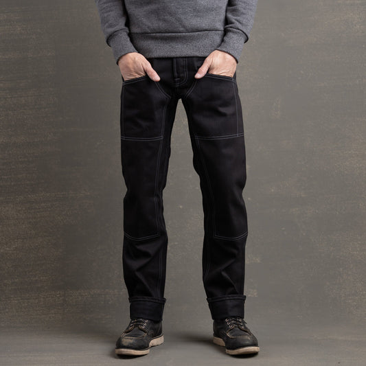 Die Hard Double Knee Straight Leg 14oz 'Onyx' Double Black/Contrast Grey Stitch