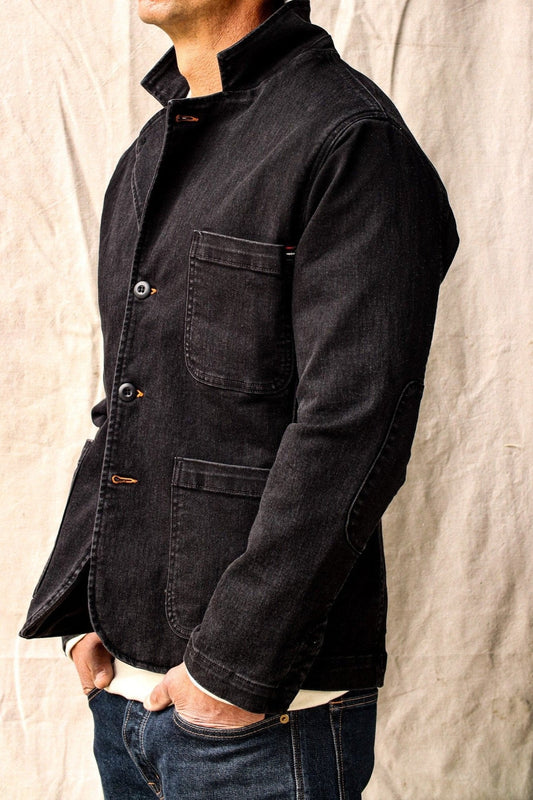 Men's Scout Blazer | Stretch Denim Chore Jacket - Black Stone