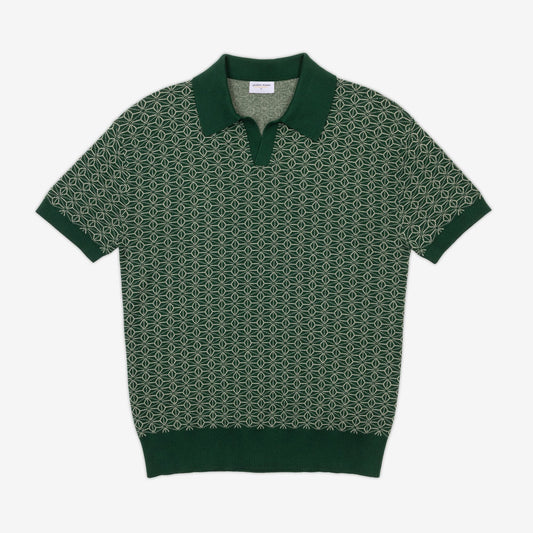 Ojii Knit Polo - Forest Asanoha