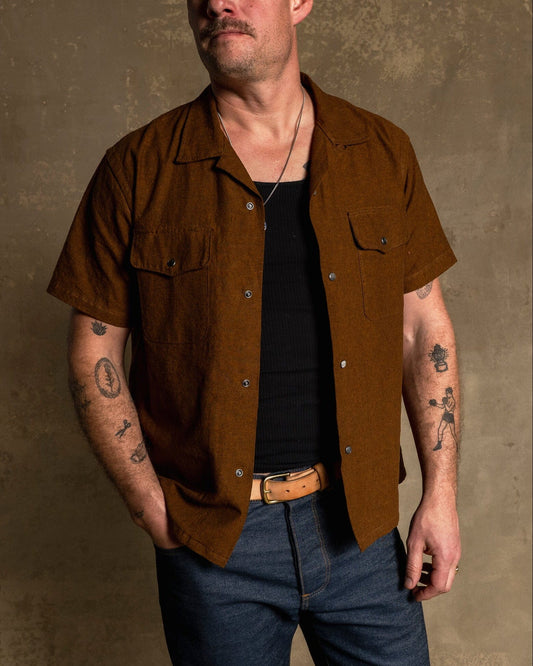 Wally Camp Shirt - Bark Pearl Snap