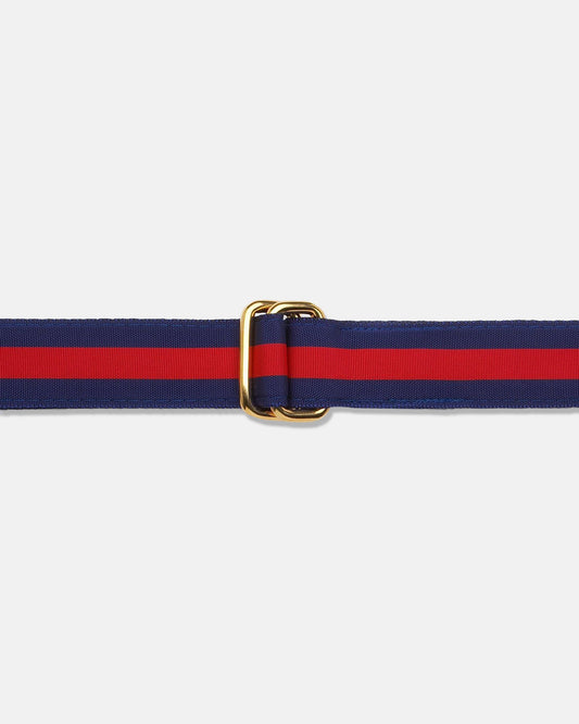 Made-in-USA Navy & Red Striped Grosgrain Ribbon Belt