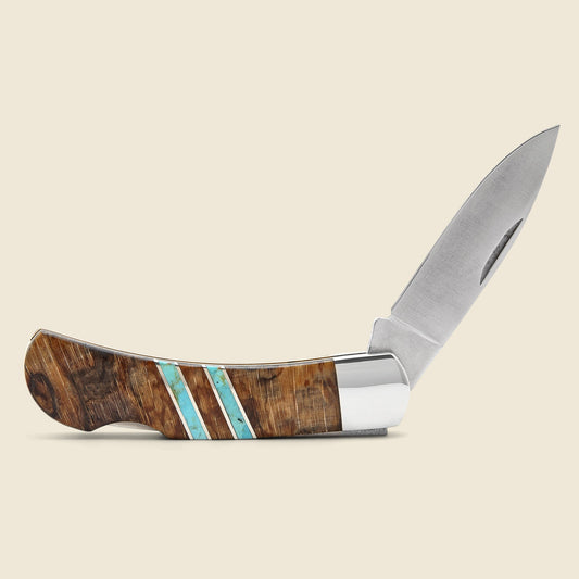3-Inch Lockback Knife - Spalted Beech/Turquoise