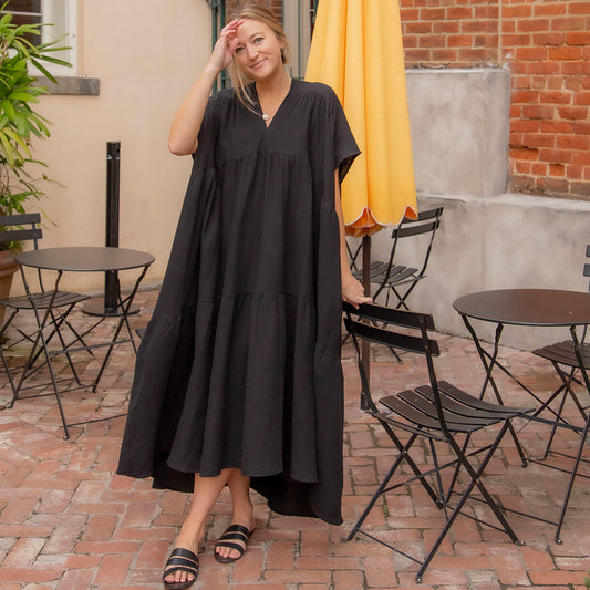 Double V Tiered Maxi Dress