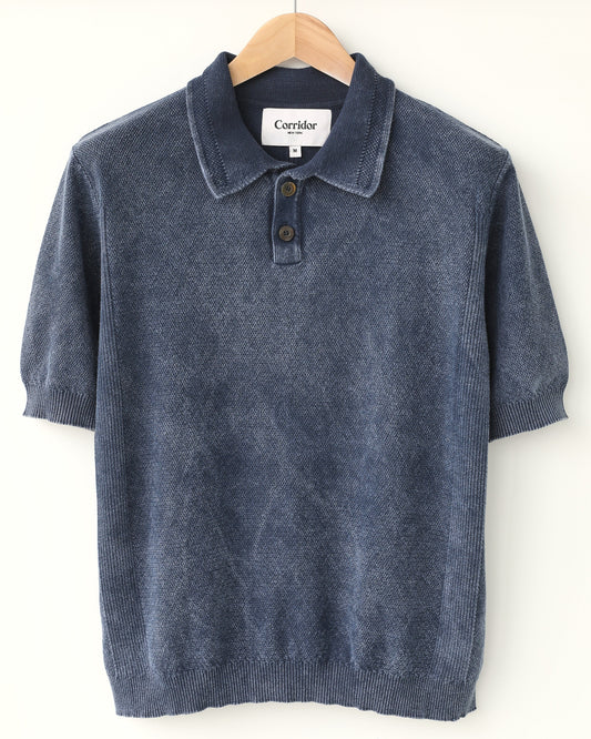 Rice Stitch Polo - Midnight