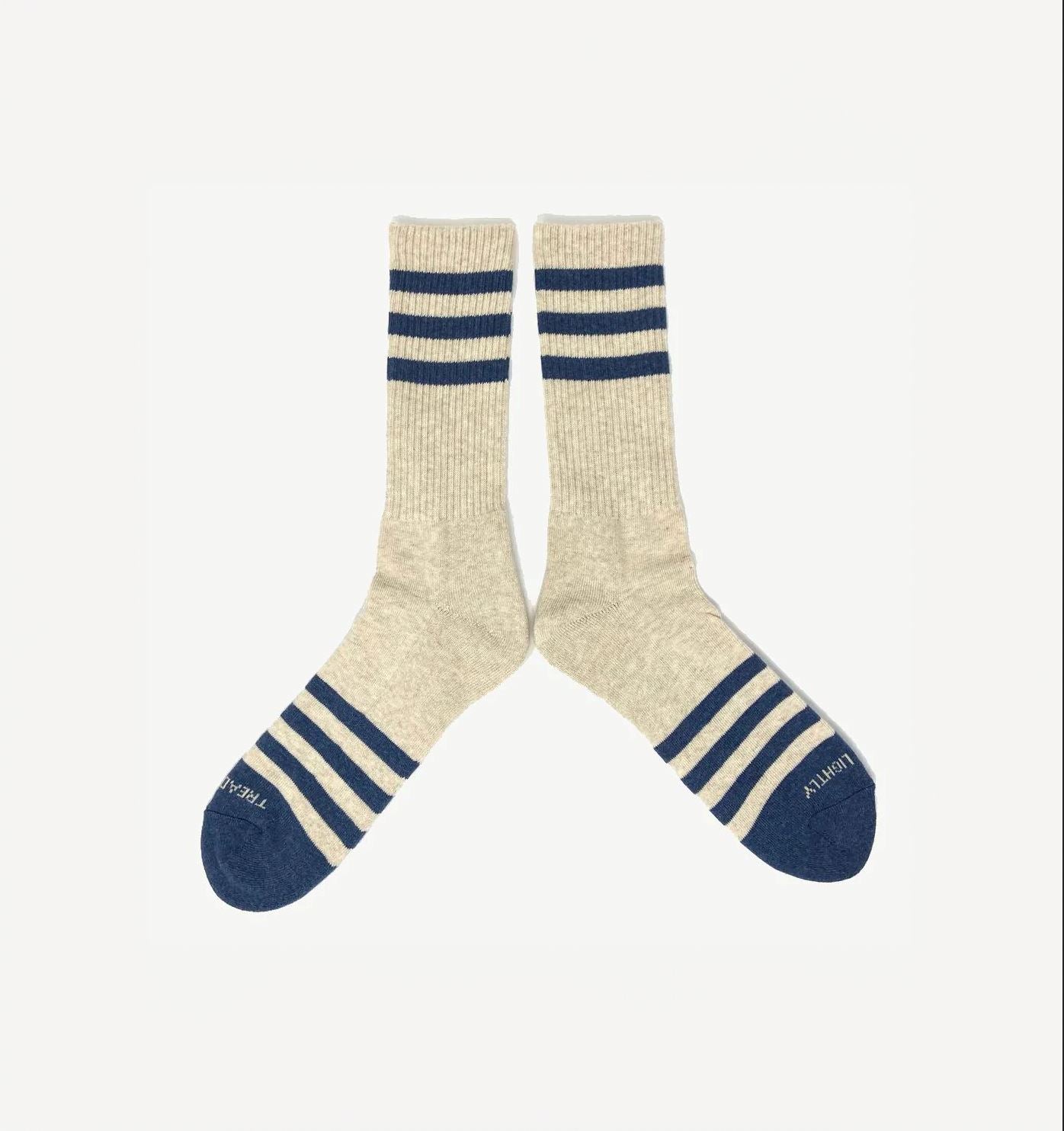 Heather Stripe Socks - Navy