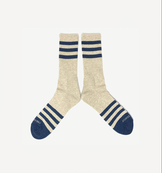 Heather Stripe Socks - Navy
