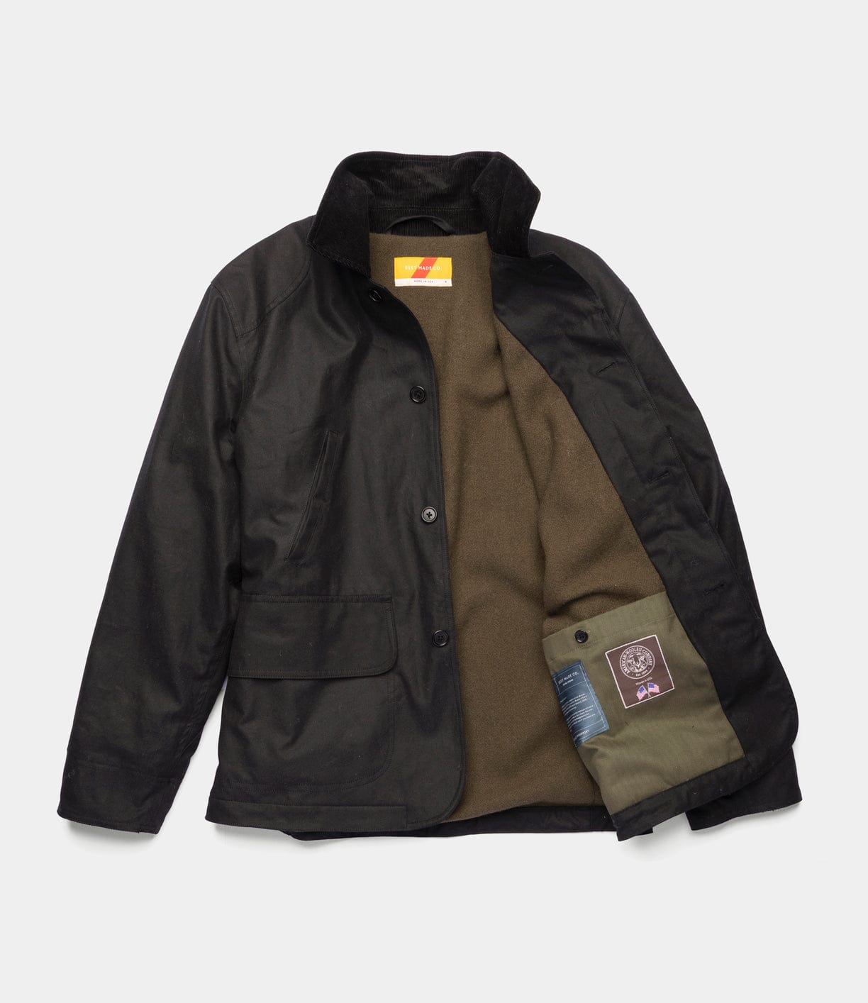 Wool-Lined Waxed Field Jacket Black
