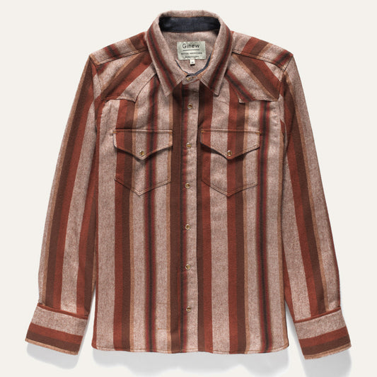 Western Snap Shirt Flannel Mocha Stripe